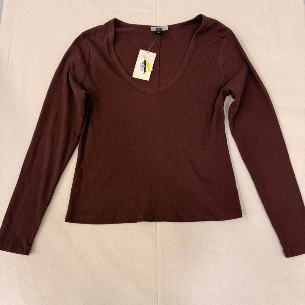 Chocolate brown ribbed long sleeve top 🤎‎